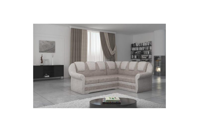 Seksjonssofa Eltap Lord II 243x195x112 cm - Dora 22, Dora 21, Brun, Beige, Høyre - Møbler - Sofaer - Sovesofaer
