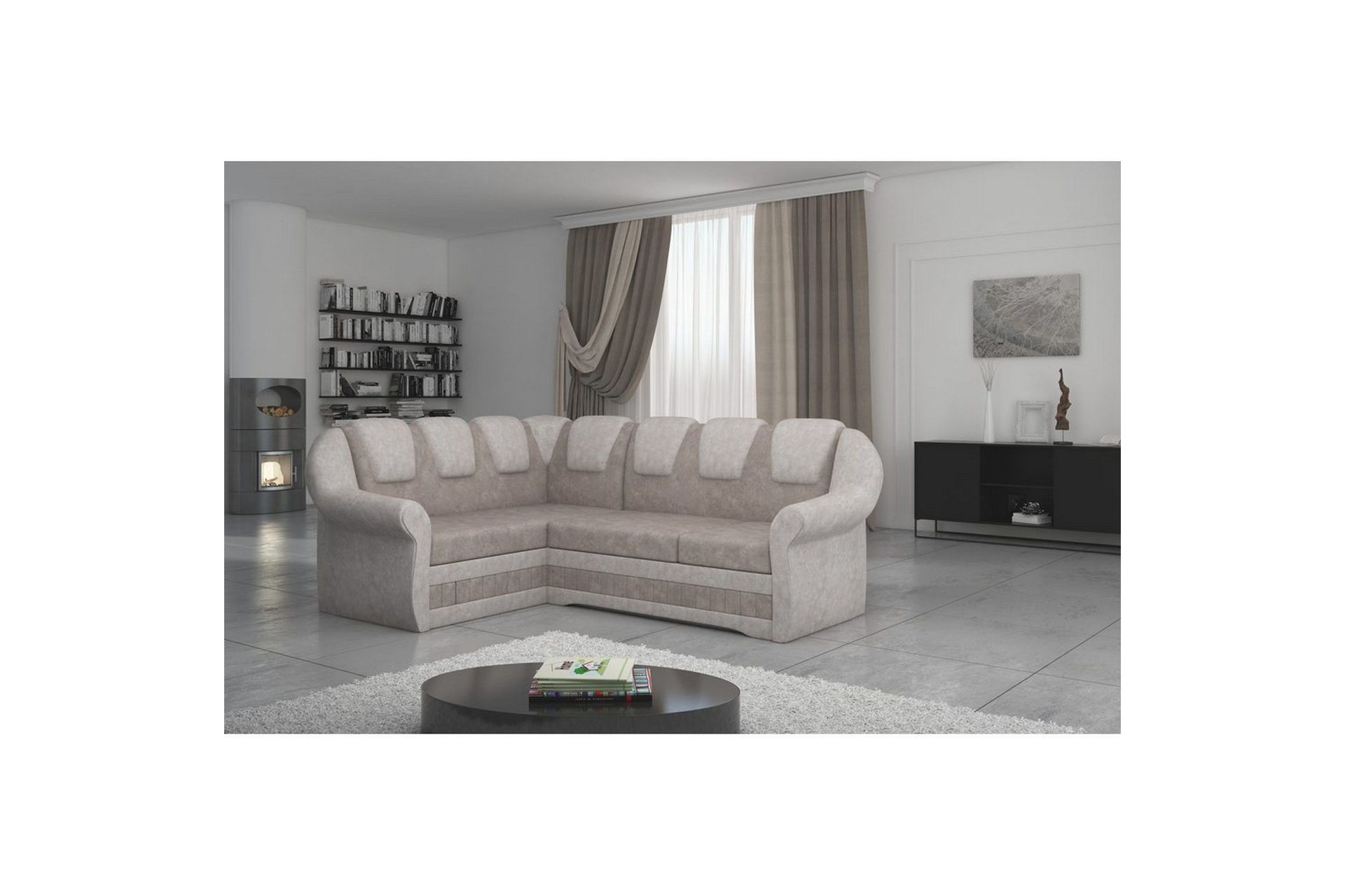 Seksjonssofa Eltap Lord II 243x195x112 cm - Dora 22, Dora 21, Brun, Beige, Venstre
