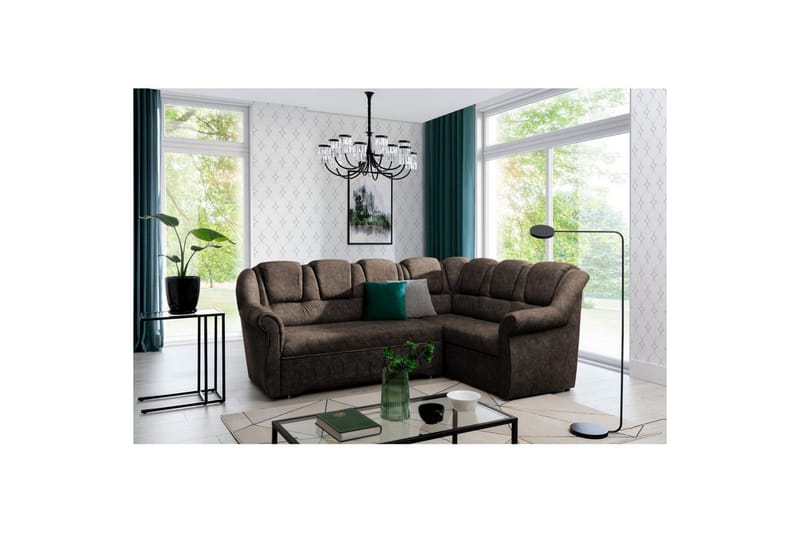 Seksjonssofa Eltap Lord II 243x195x112 cm - Dora 28, Mørkebrun, Høyre - Møbler - Sofaer - Sovesofaer