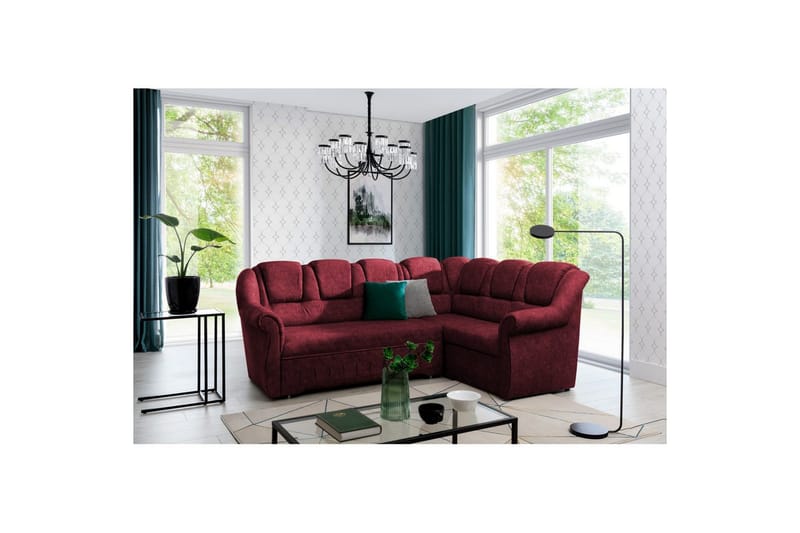 Seksjonssofa Eltap Lord II 243x195x112 cm - Dora 63, Rød, Høyre - Møbler - Sofaer - Sovesofaer