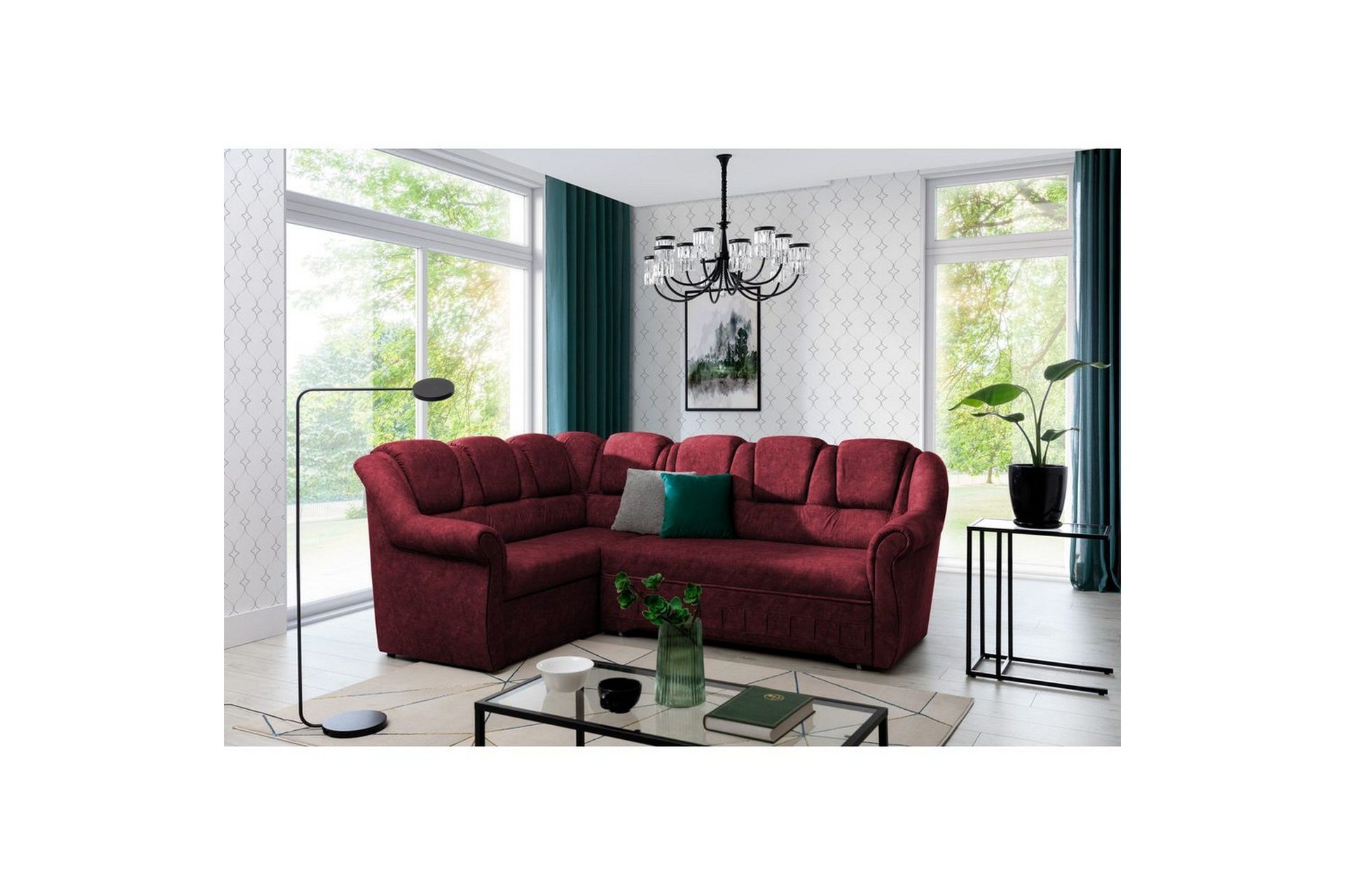 Seksjonssofa Eltap Lord II 243x195x112 cm - Dora 63, Rød, Venstre