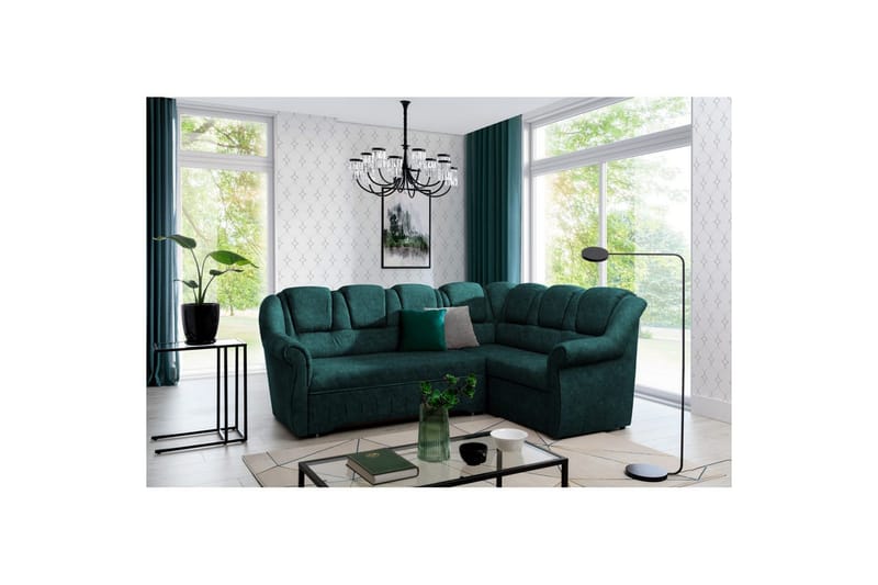 Seksjonssofa Eltap Lord II 243x195x112 cm - Dora 85, Mørk grønn, Høyre - Møbler - Sofaer - Sovesofaer