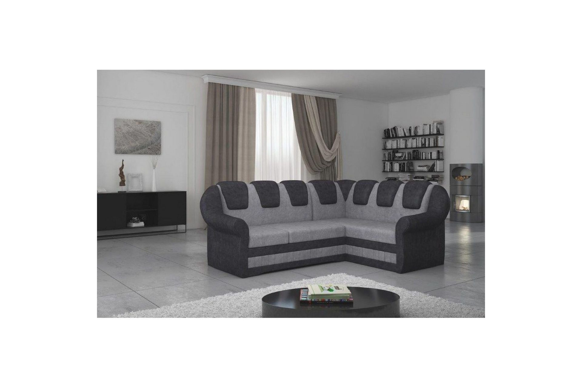 Seksjonssofa Eltap Lord II 243x195x112 cm - Dora 90, Dora 96, Grå, Svart, Høyre