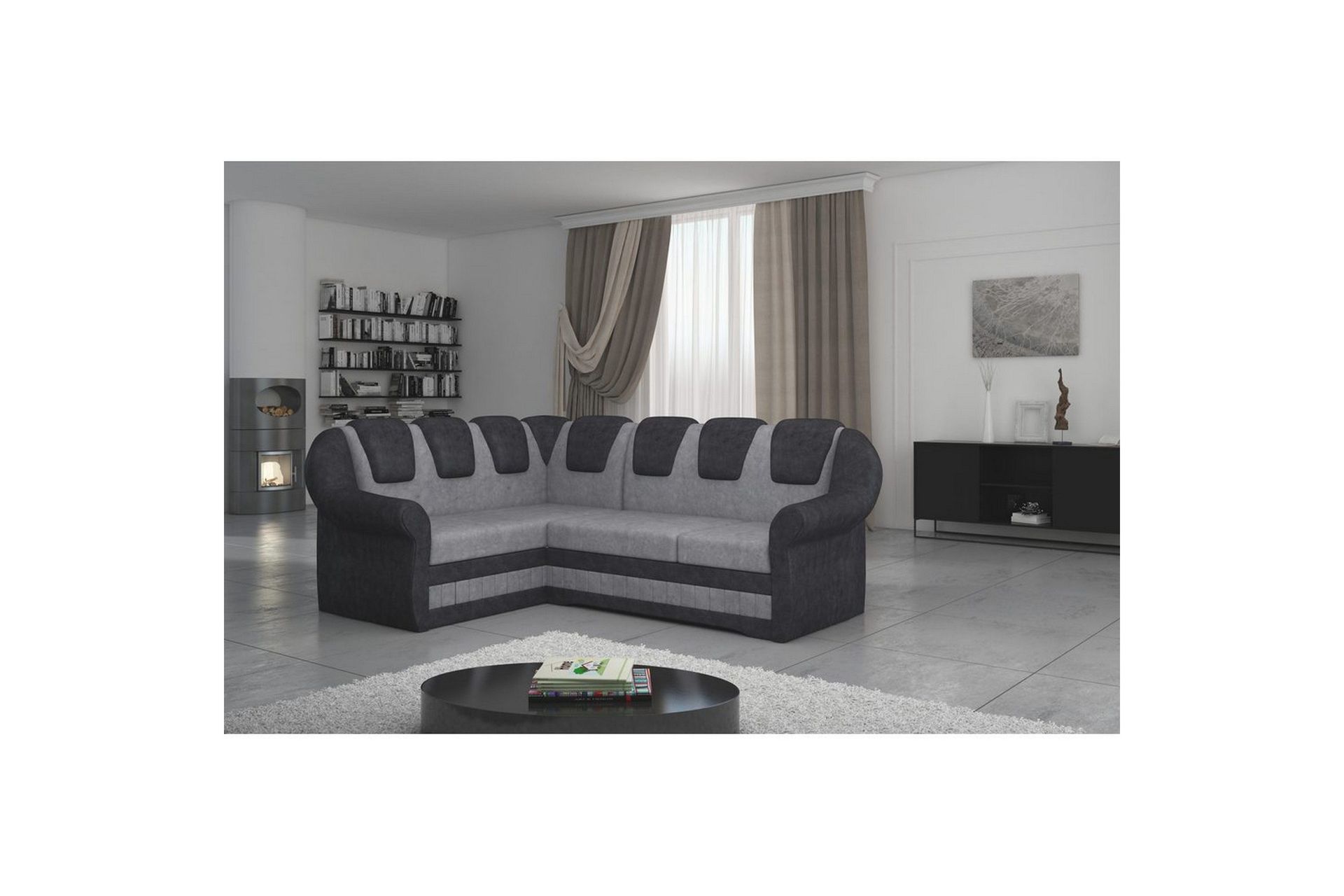 Seksjonssofa Eltap Lord II 243x195x112 cm - Dora 90, Dora 96, Grå, Svart, Venstre