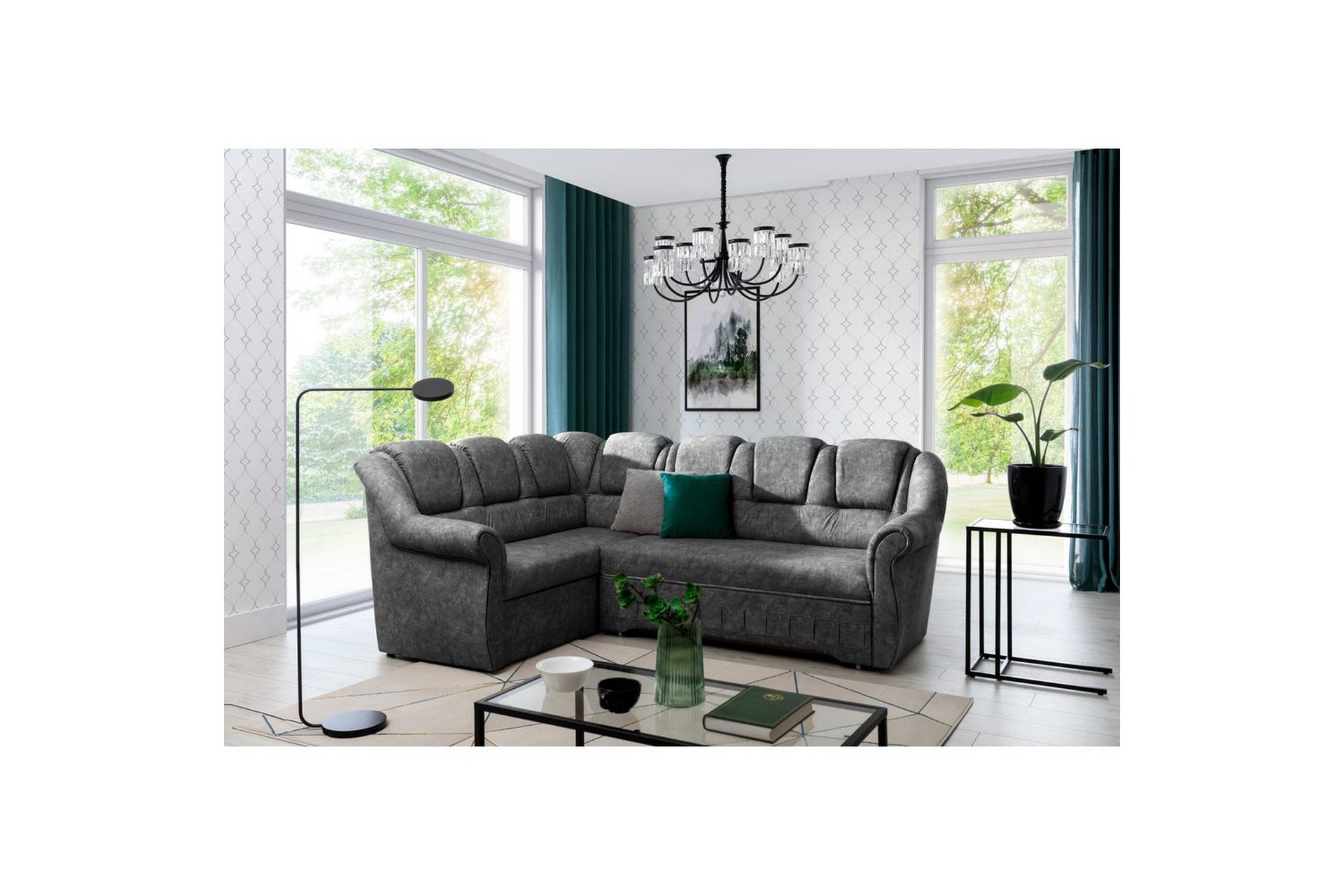 Seksjonssofa Eltap Lord II 243x195x112 cm - Dora 90, Grå, Venstre