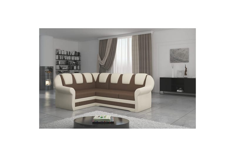 Seksjonssofa Eltap Lord II 243x195x112 cm - Soft 15, Soft 33, Brun, Beige, Venstre - Møbler - Sofaer - Sovesofaer
