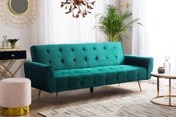 Selnes 3-seter Sovesofa 100x181 cm i Fløyel - Grønn - Møbler - Sofaer - Sovesofaer