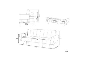 Selnes 3-seter Sovesofa 100x181 cm i Fløyel - Grønn - Møbler - Sofaer - Sovesofaer