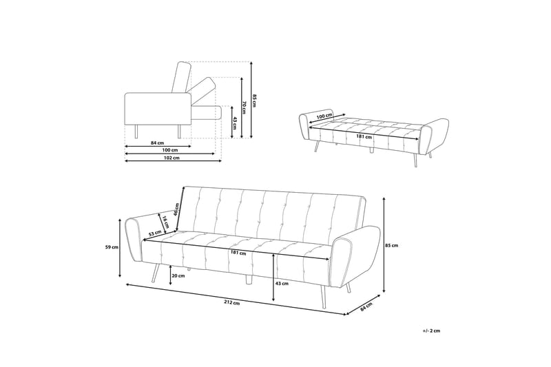 Selnes Sovesofa 212 cm - Grønn - Møbler - Sofaer - Sovesofaer
