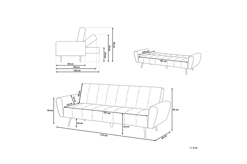 Selnes Sovesofa 212 cm - Grønn - Møbler - Sofaer - Sovesofaer