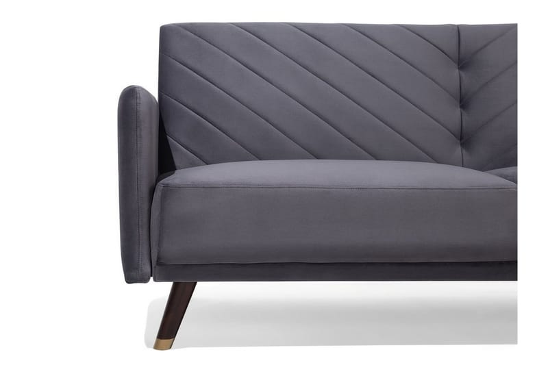Senja 2-seter Sovesofa 200 cm i Fløyel med Treben - Grå - Møbler - Sofaer - Sovesofaer