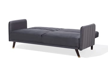 Senja 2-seter Sovesofa 200 cm i Fløyel med Treben - Grå - Møbler - Sofaer - Sovesofaer
