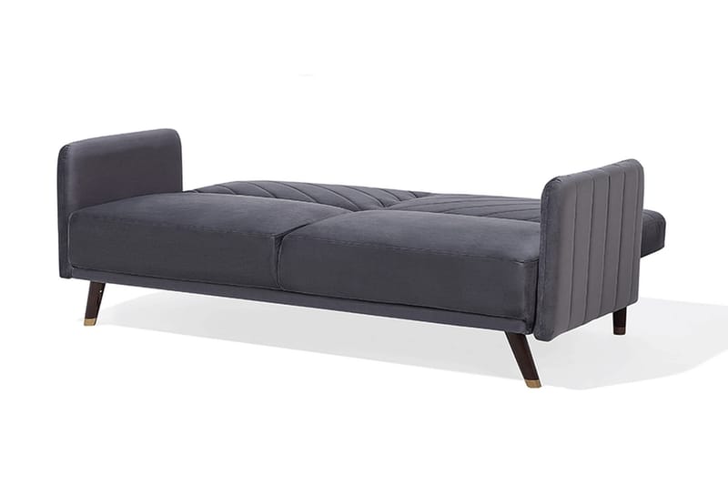 Senja 2-seter Sovesofa 200 cm i Fløyel med Treben - Grå - Møbler - Sofaer - Sovesofaer