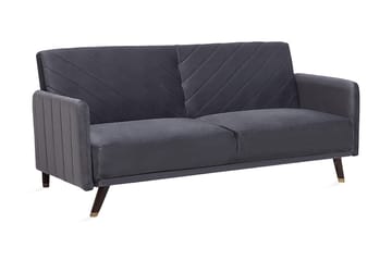 Senja 2-seter Sovesofa 200 cm i Fløyel med Treben - Grå - Møbler - Sofaer - Sovesofaer
