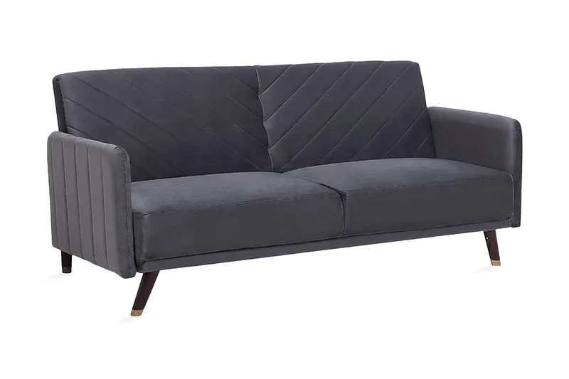 Senja 2-seter Sovesofa 200 cm i Fløyel med Treben, Grå