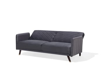Senja 2-seter Sovesofa 200 cm i Fløyel med Treben - Grå - Møbler - Sofaer - Sovesofaer