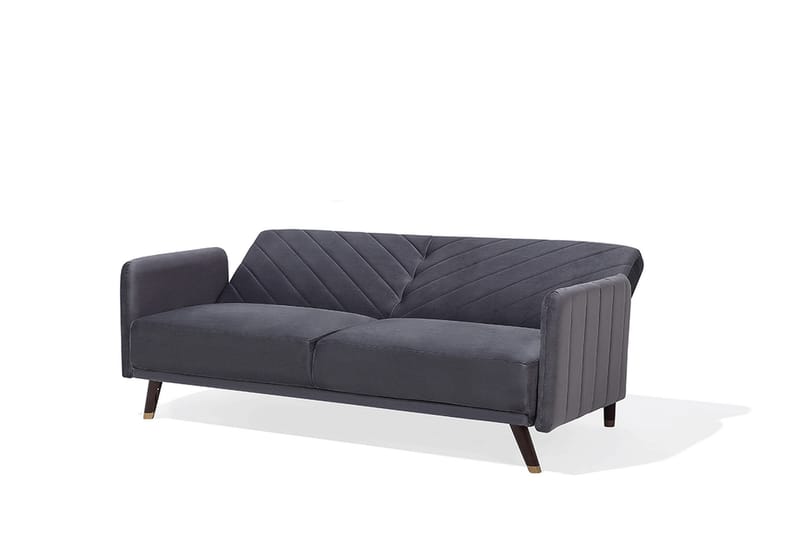 Senja 2-seter Sovesofa 200 cm i Fløyel med Treben - Grå - Møbler - Sofaer - Sovesofaer
