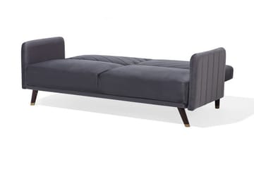 Senja 2-seter Sovesofa 200 cm i Fløyel med Treben - Grå - Møbler - Sofaer - Sovesofaer