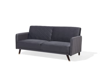 Senja 2-seter Sovesofa 200 cm i Fløyel med Treben - Grå - Møbler - Sofaer - Sovesofaer