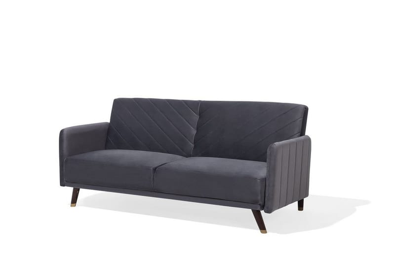 Senja 2-seter Sovesofa 200 cm i Fløyel med Treben - Grå - Møbler - Sofaer - Sovesofaer
