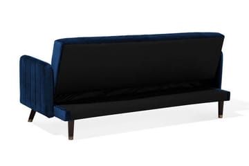 Senja 2-seter Utfellbar Rektangulær Sovesofa i Fløyel med Trebein - Blå - Møbler - Sofaer - Sovesofaer