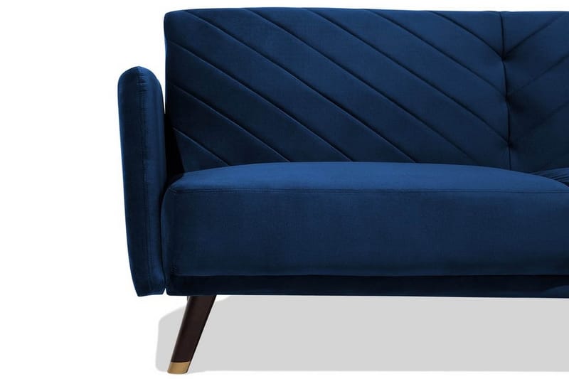 Senja 2-seter Utfellbar Rektangulær Sovesofa i Fløyel med Trebein - Blå - Møbler - Sofaer - Sovesofaer