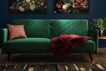 Senja Rektangulær Sovesofa 110x181 cm i Fløyel - Grønn - Møbler - Sofaer - Sovesofaer