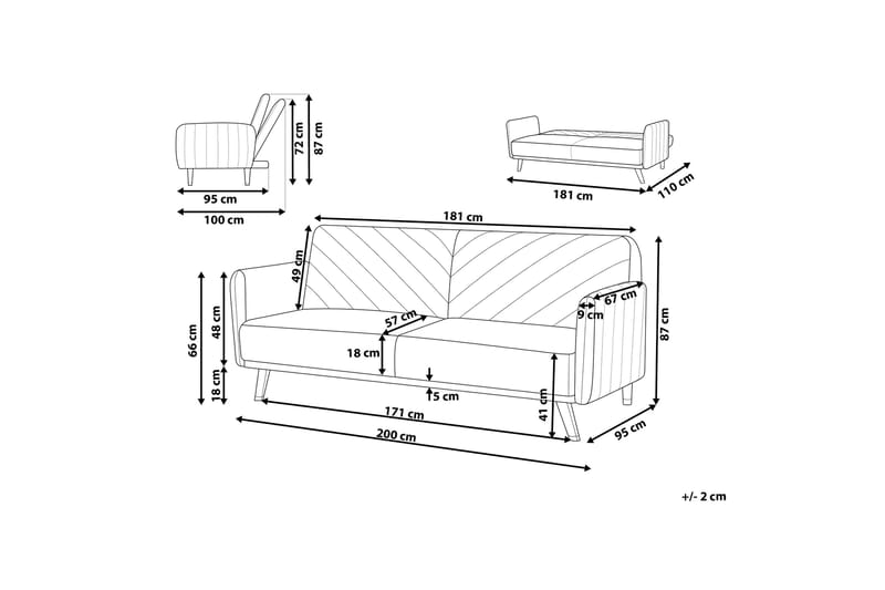 Senja Sovesofa 200 cm - Rød - Møbler - Sofaer - Sovesofaer