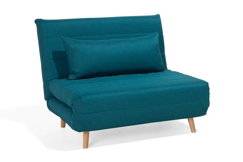 Setten 1-seter Sovesofa Utfellbar 104 cm i Stoff med Trebein, Petrol
