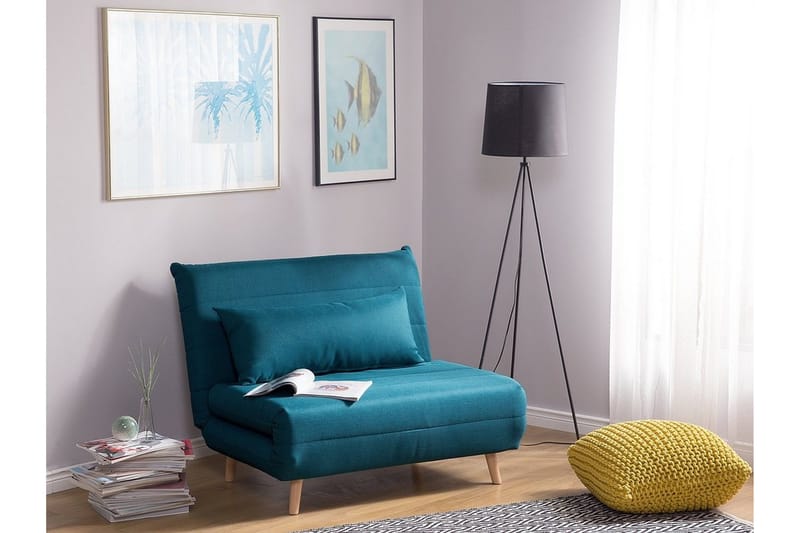 Setten 1-seter Sovesofa Utfellbar 104 cm i Stoff med Trebein - Petrol - Møbler - Sofaer - Sovesofaer