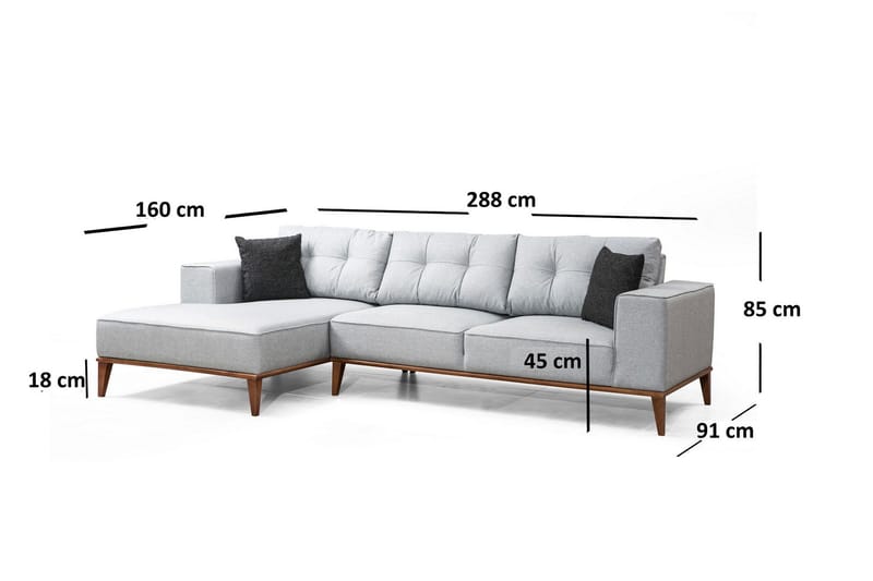 Shallo Sovesofa med Divan Venstre - Grå - Møbler - Sofaer - Sovesofaer