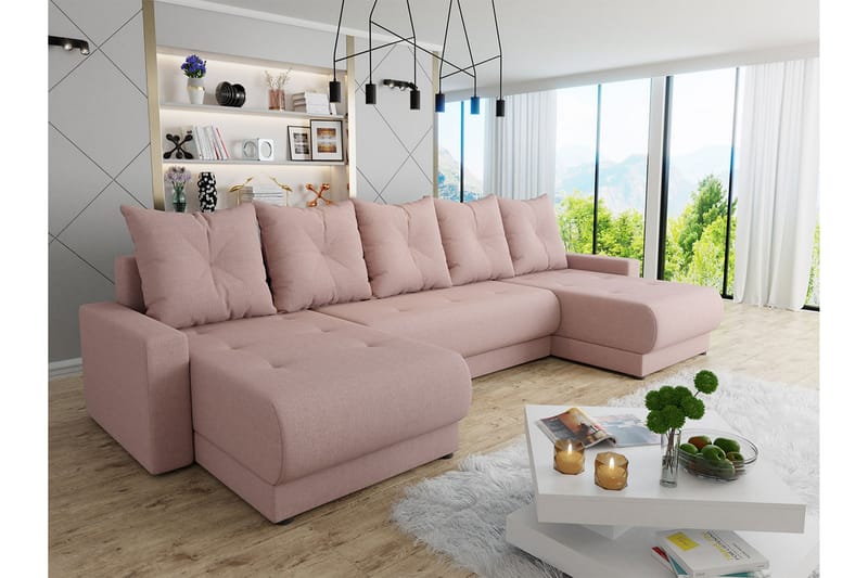 Siggarud 4-seters Sovesofa Høyre - Rosa - Møbler - Sofaer - Sovesofaer