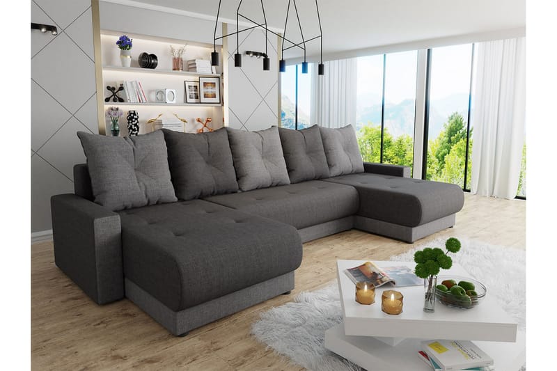 Siggarud 6-seters Sovesofa Høyre - Mørkegrå - Møbler - Sofaer - Sovesofaer