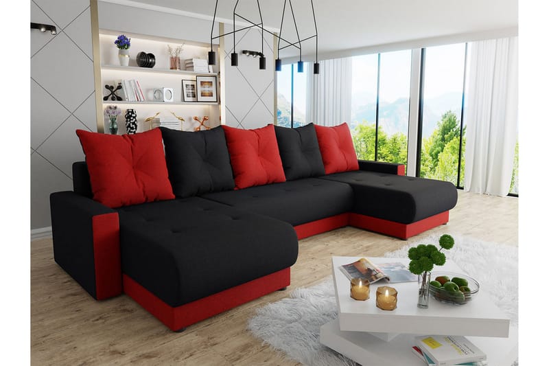 Siggarud Sovesofa - Svart / Rød - Møbler - Sofaer - Sovesofaer
