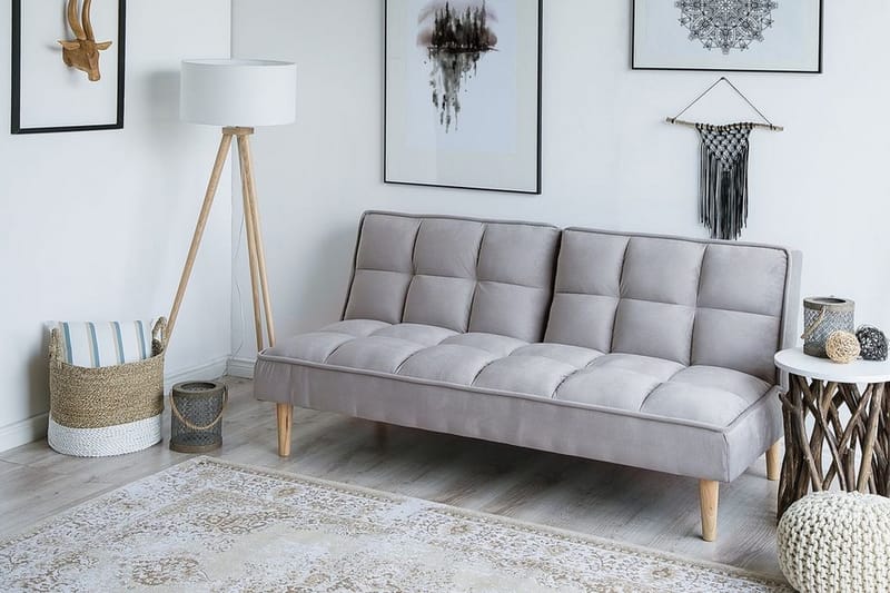 Siljan 3-seter Rektangulær Sovesofa 105x177 cm i Stoff - Grå - Møbler - Sofaer - Sovesofaer