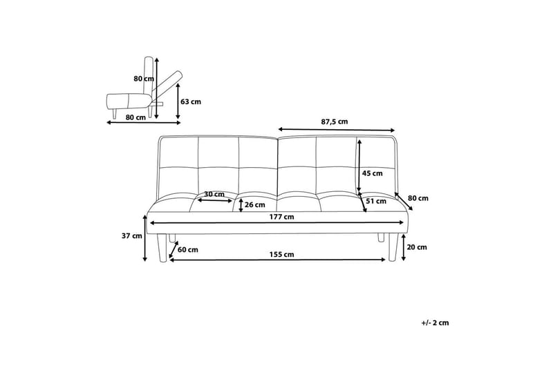 Siljan 3-seter Rektangulær Sovesofa 105x177 cm i Stoff - Grå - Møbler - Sofaer - Sovesofaer