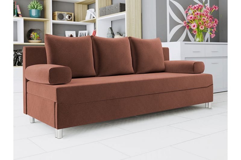 Skatteg 3-seter Sovesofa 133x192 cm med Oppbevaring i Stoff - Terrakotta - Møbler - Sofaer - Sovesofaer