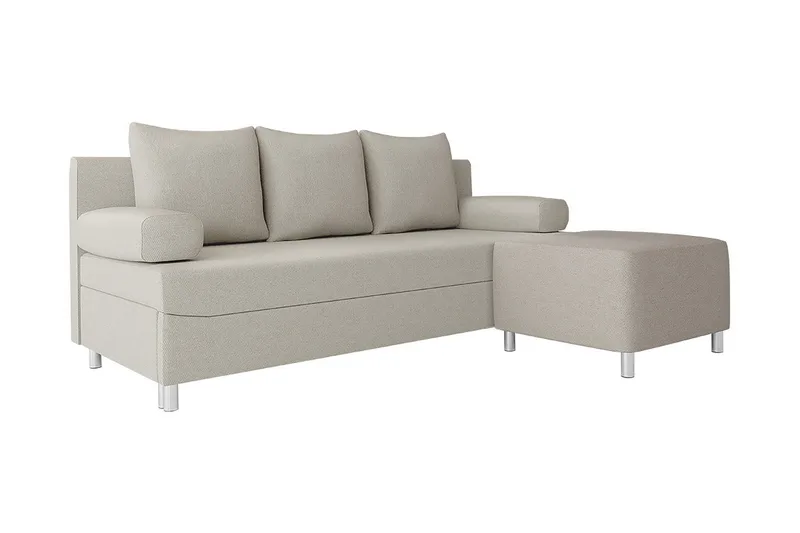 Skatteg 3-seter Sovesofa med Fotpall i Stoff, Beige