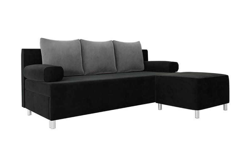 Skatteg Sofa med Puff - Svart|Grå - Møbler - Sofaer - Sovesofaer