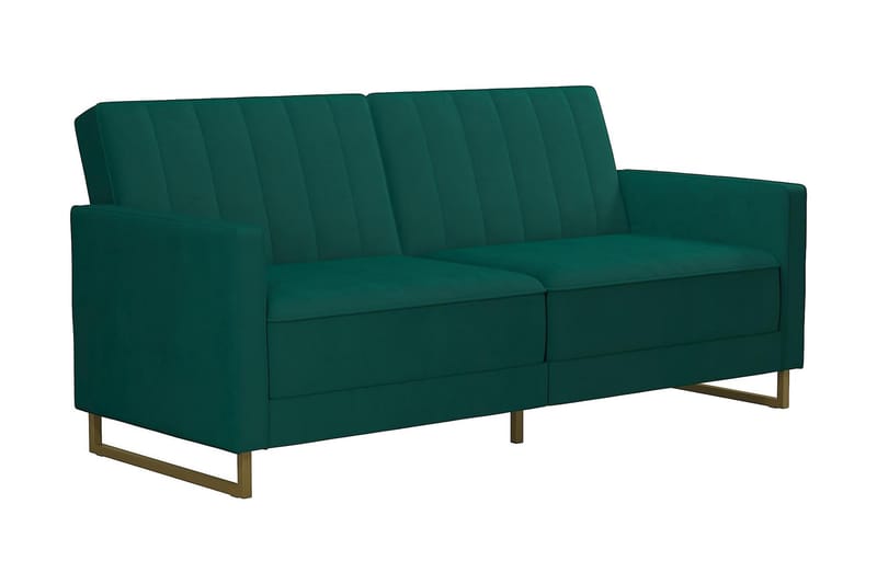 Skylar 2-seters Sovesofa Justerbar Fløyel/Grønn /Messing - Novogratz - Sovesofaer - 2 seters sovesofa - Fløyel sofaer