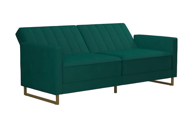 Skylar 2-seters Sovesofa Justerbar Fløyel/Grønn /Messing - Novogratz - Sovesofaer - 2 seters sovesofa - Fløyel sofaer