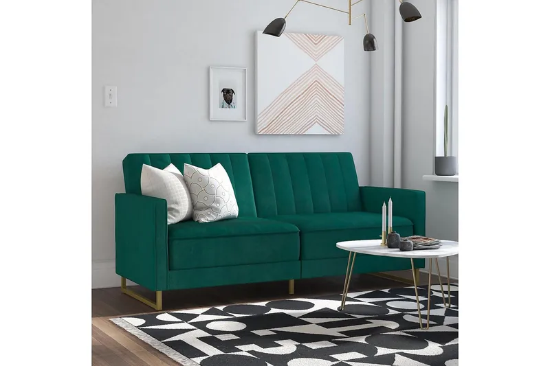 Skylar 2-seters Sovesofa Justerbar Fløyel/Grønn /Messing - Novogratz - Møbler - Sofaer - Sovesofaer