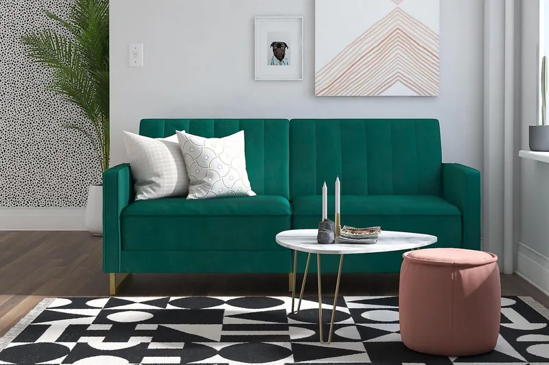 Skylar 2-seters Sovesofa Justerbar Fløyel/Grønn /Messing - Novogratz - Møbler - Sofaer - Sovesofaer