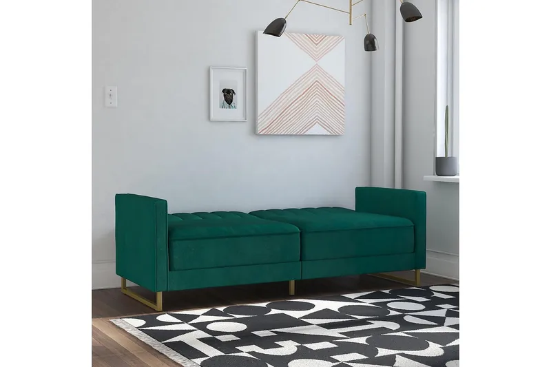 Skylar 2-seters Sovesofa Justerbar Fløyel/Grønn /Messing - Novogratz - Møbler - Sofaer - Sovesofaer