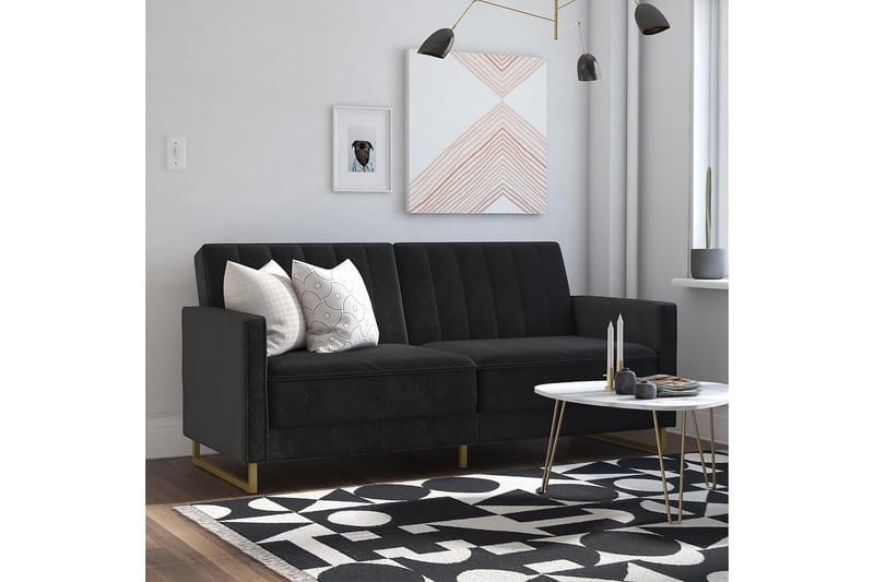 Skylar 2-seters Sovesofa Justerbar Fløyel/Svart/Messing - Novogratz - Møbler - Sofaer - Sovesofaer