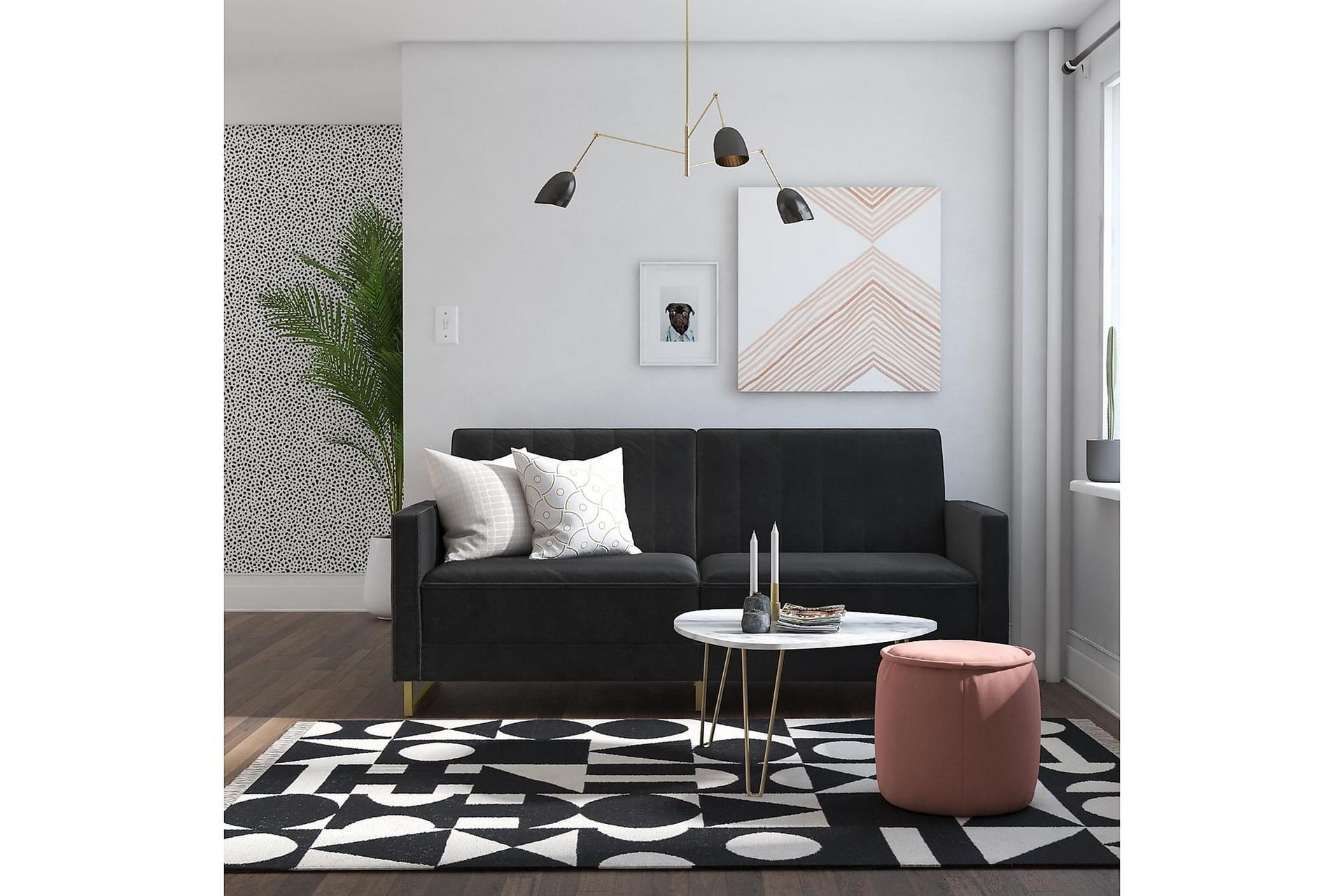 Skylar 2-seters Sovesofa Justerbar Fløyel/Svart/Messing - Novogratz - Møbler - Sofaer - Sovesofaer