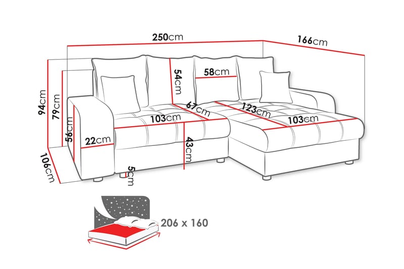 Smolmark Sovesofa med Sjeselong 3-seter - Beige - Møbler - Sofaer - Sovesofaer