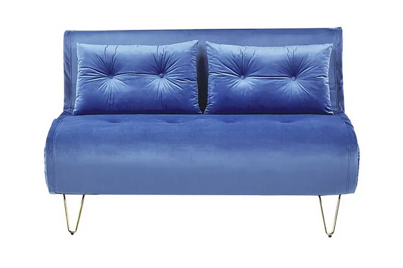 Sofa 2-seters fløyel marineblå VESTFOLD - Blå - Møbler - Sofaer - Sovesofaer