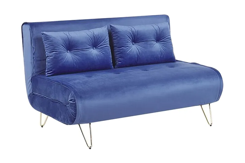 Sofa 2-seters fløyel marineblå VESTFOLD - Blå - Møbler - Sofaer - Sovesofaer