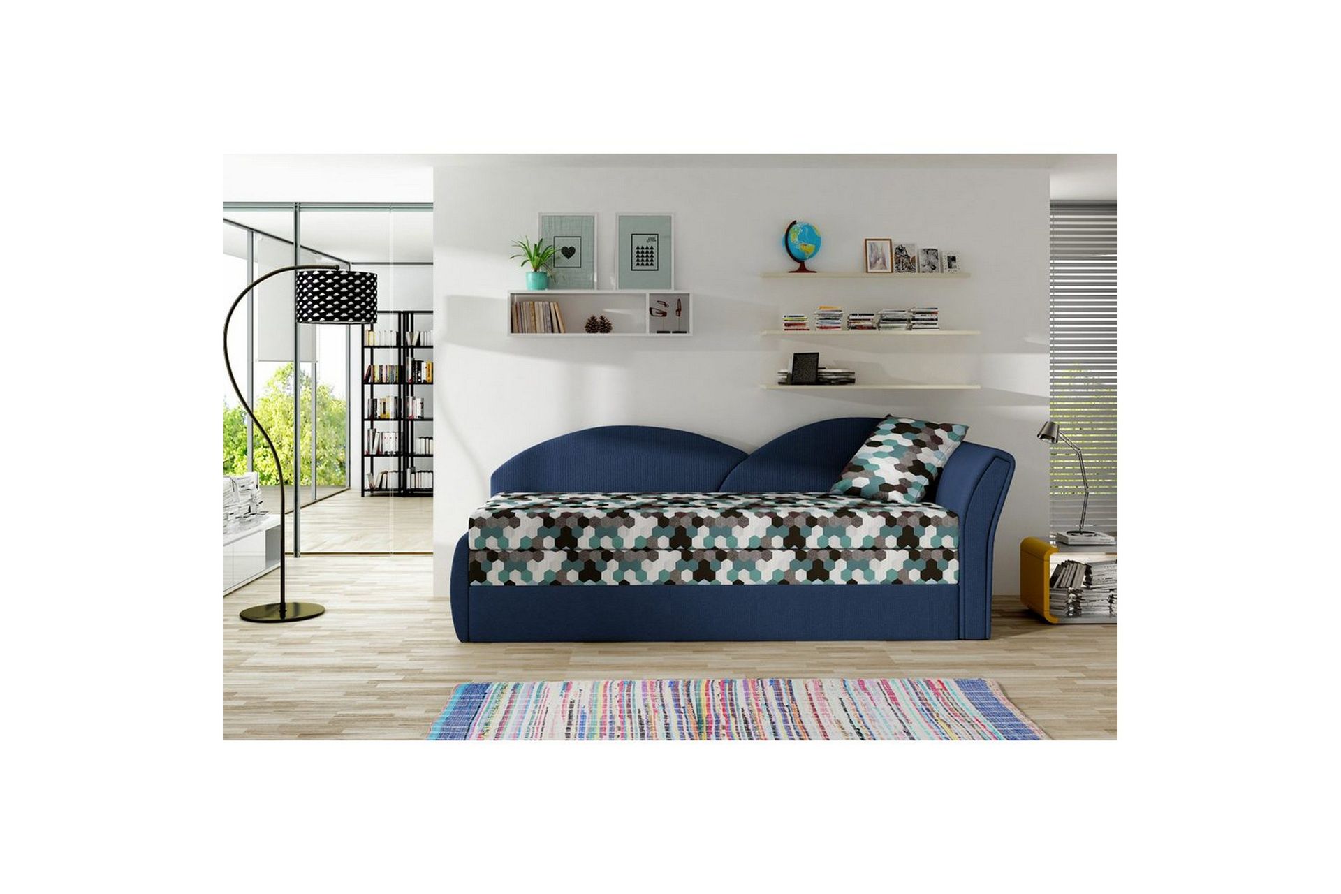 Sofa Eltap Aga 218x80x77 cm - Ac 01, Alova 79, Mønster, Blå, Høyre